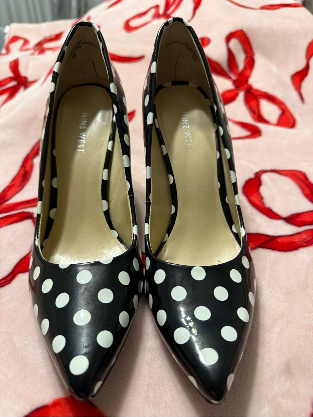 Nine West Black and White Polka Dot Pointed-Toe Pumps
